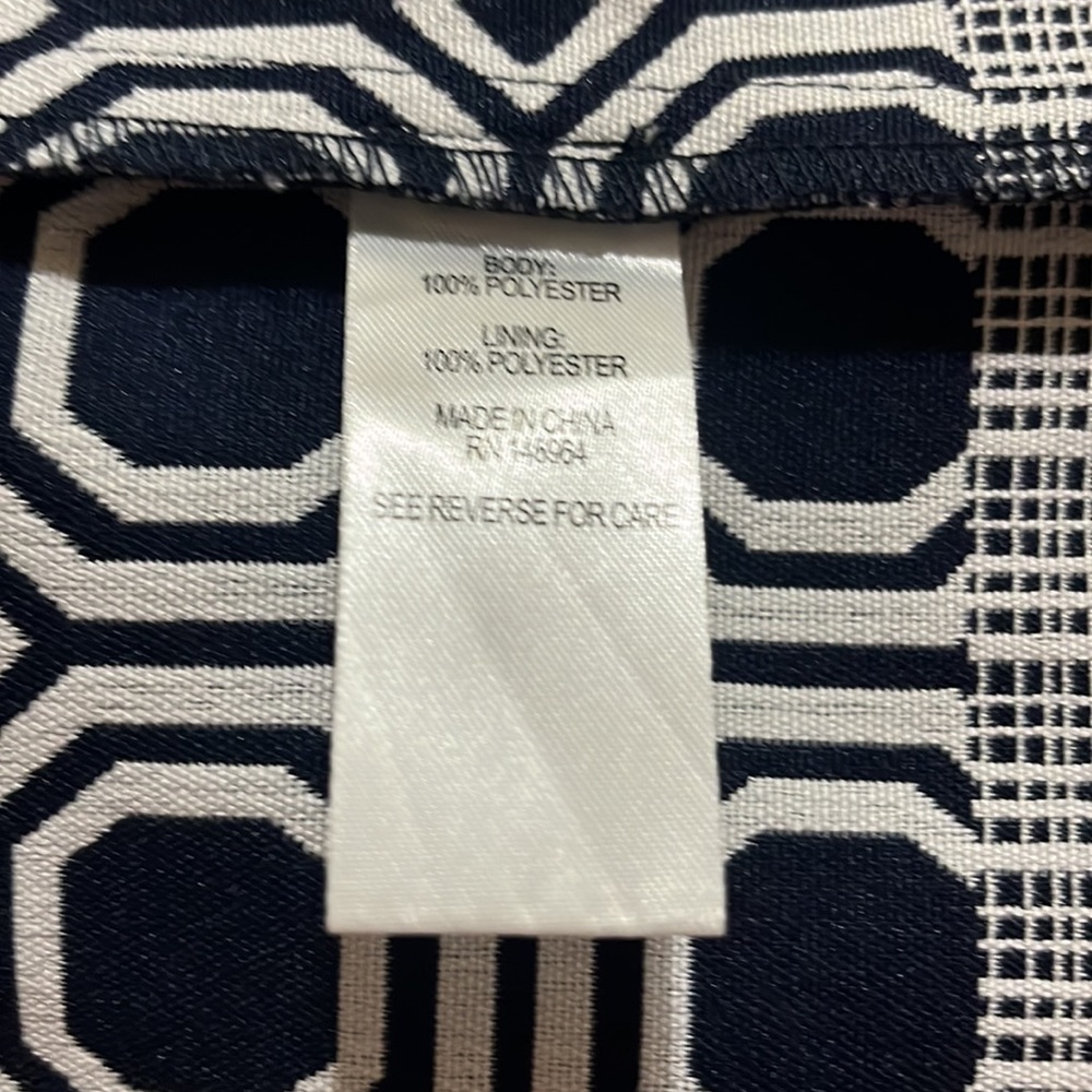 Robbie Bee A-line Geometrical Design Navy/White + Pink Lining Dress Sz 8 - Picture 8 of 9